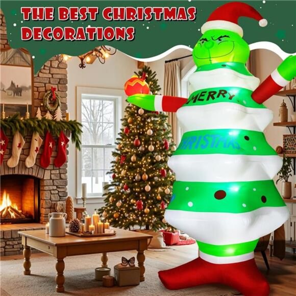 8FT Christmas Inflatable with LED Lights, Funny Christmas Outdoor Decorations - Picture 6 of 8